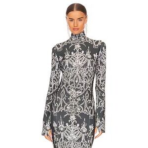 Norma Kamali Long Sleeve Turtle Fishtail Gown in Dark Jewels